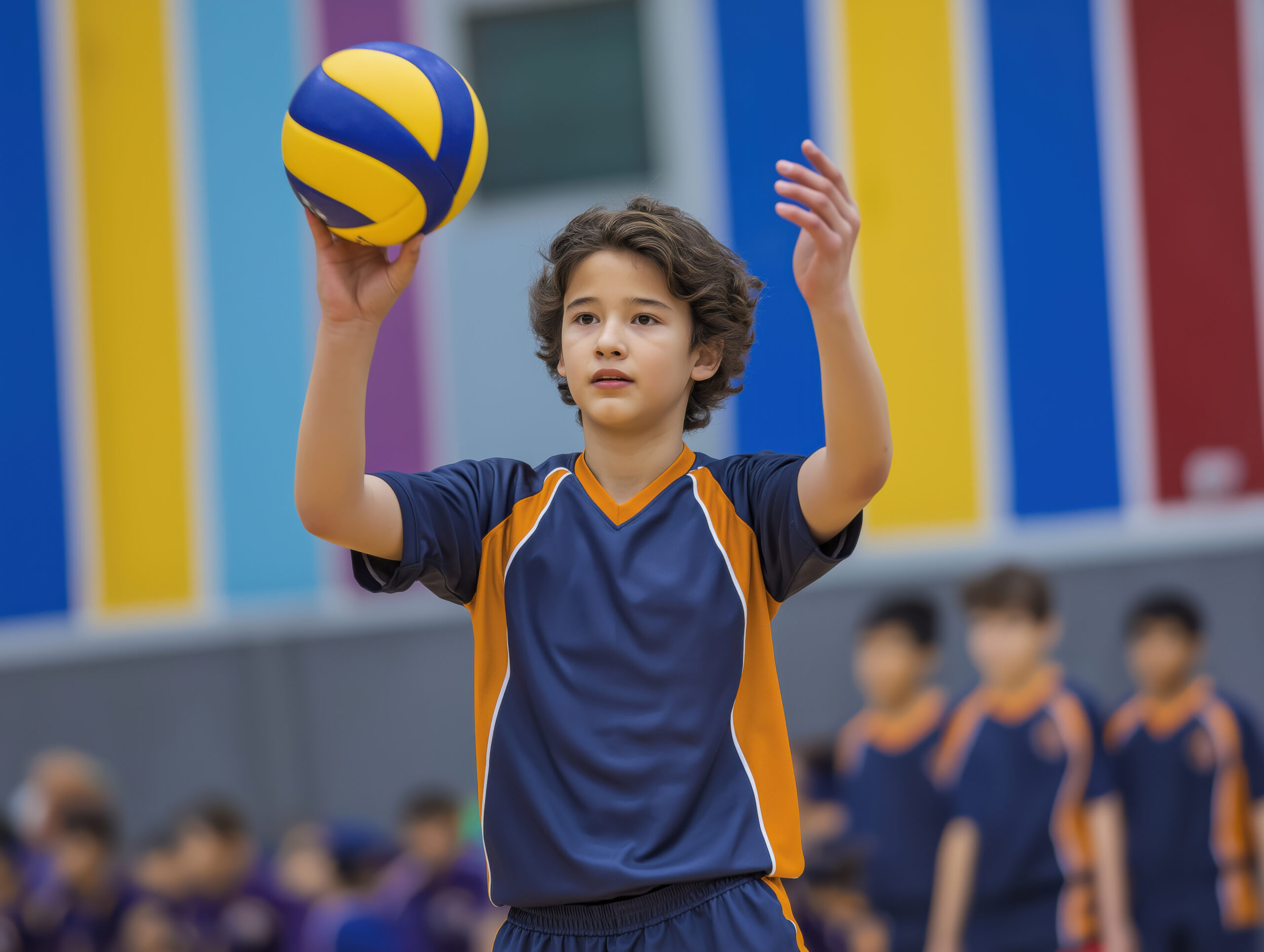Boy playing volleyball